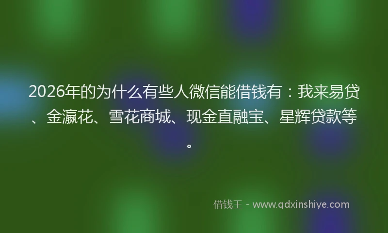 2026年的为什么有些人微信能借钱有：我来易贷、金瀛花、雪花商城、现金直融宝、星辉贷款等。