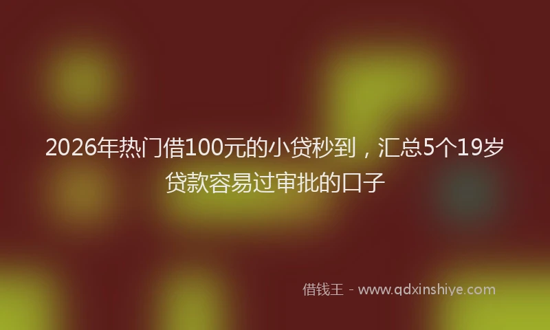 2026年热门借100元的小贷秒到，汇总5个19岁贷款容易过审批的口子