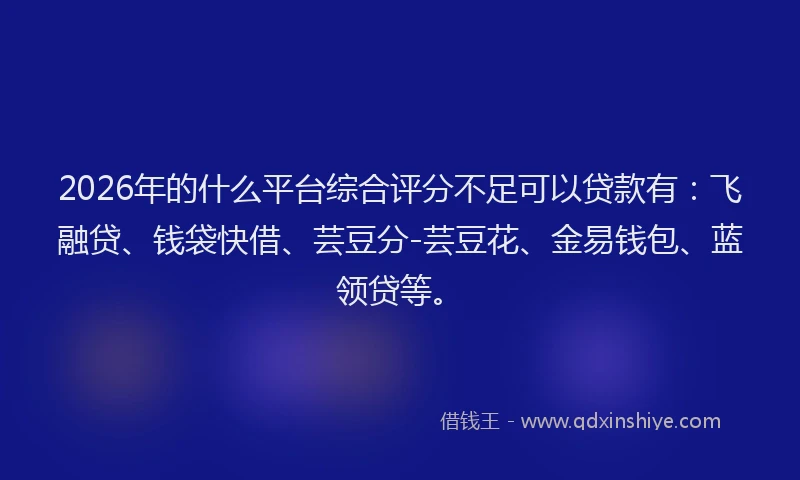 2026年的什么平台综合评分不足可以贷款有：飞融贷、钱袋快借、芸豆分-芸豆花、金易钱包、蓝领贷等。
