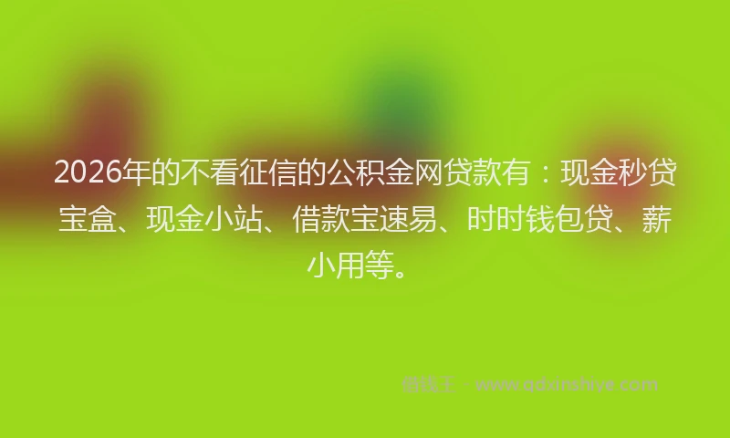 2026年的不看征信的公积金网贷款有：现金秒贷宝盒、现金小站、借款宝速易、时时钱包贷、薪小用等。