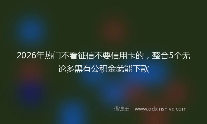 2026年热门不看征信不要信用卡的，整合5个无论多黑有公积金就能下款