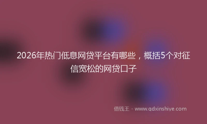 2026年热门低息网贷平台有哪些，概括5个对征信宽松的网贷口子