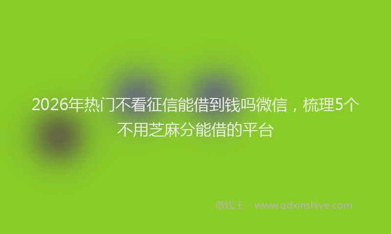 2026年热门不看征信能借到钱吗微信，梳理5个不用芝麻分能借的平台