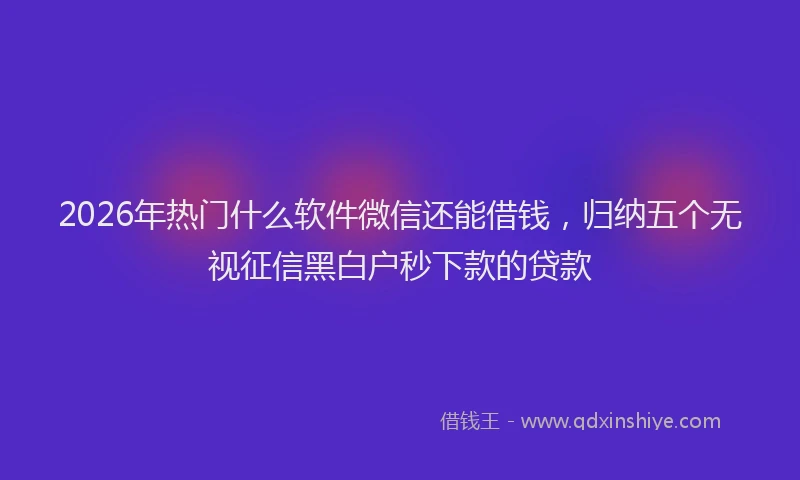 2026年热门什么软件微信还能借钱，归纳五个无视征信黑白户秒下款的贷款