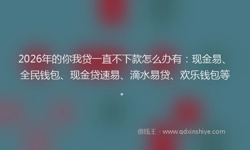 2026年的你我贷一直不下款怎么办有：现金易、全民钱包、现金贷速易、滴水易贷、欢乐钱包等。