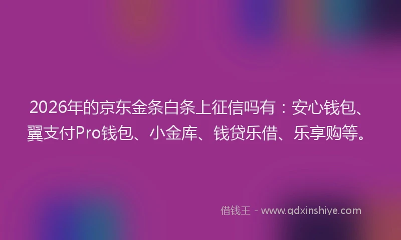 2026年的京东金条白条上征信吗有：安心钱包、翼支付Pro钱包、小金库、钱贷乐借、乐享购等。