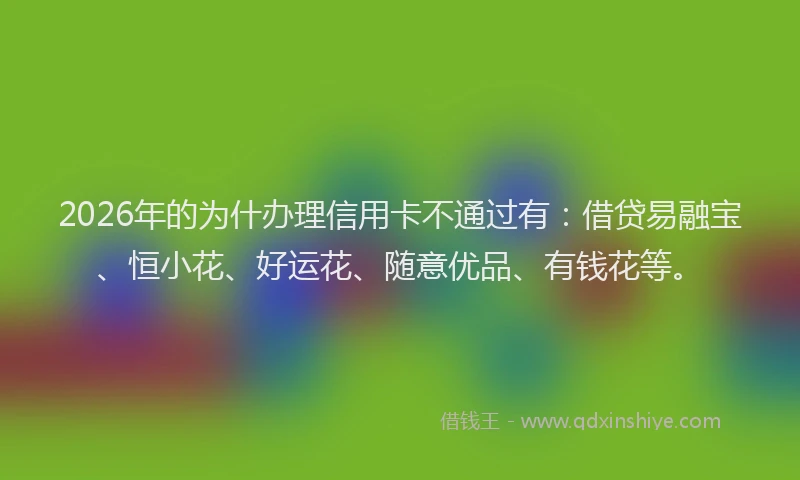 2026年的为什办理信用卡不通过有：借贷易融宝、恒小花、好运花、随意优品、有钱花等。
