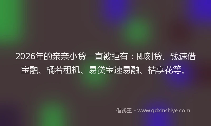 2026年的亲亲小贷一直被拒有：即刻贷、钱速借宝融、橘若租机、易贷宝速易融、桔享花等。