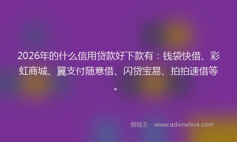 2026年的什么信用贷款好下款有：钱袋快借、彩虹商城、翼支付随意借、闪贷宝易、拍拍速借等。