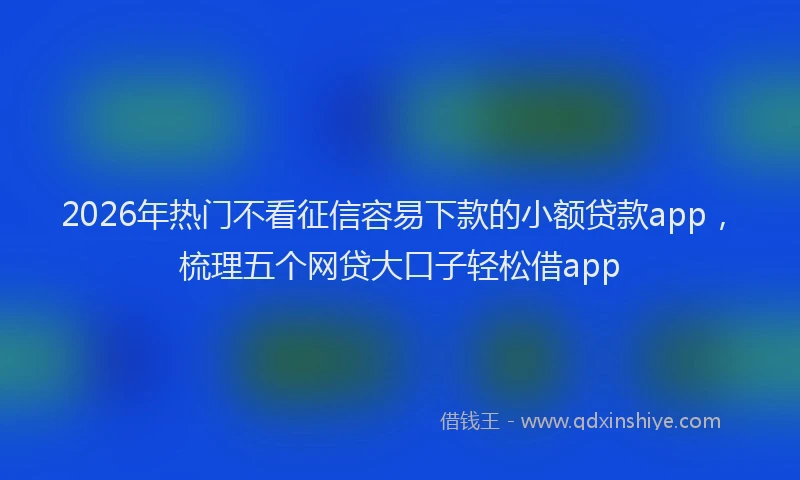 2026年热门不看征信容易下款的小额贷款app，梳理五个网贷大口子轻松借app