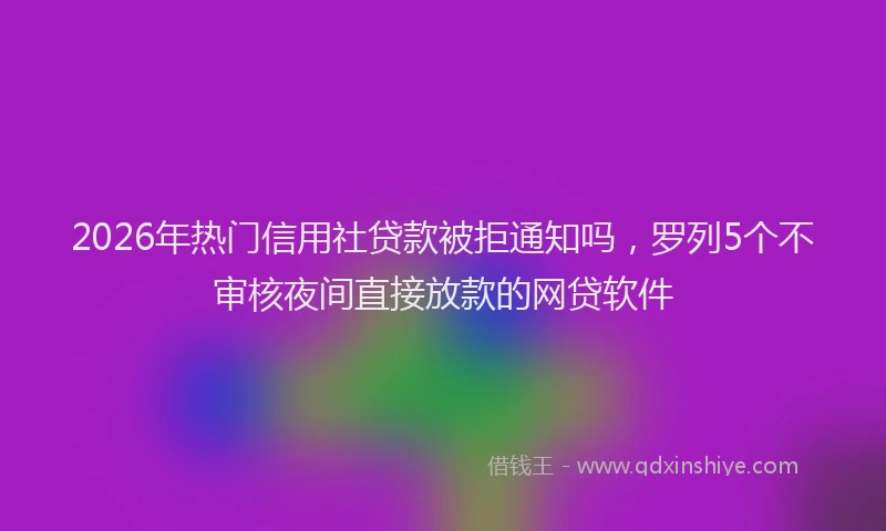 2026年热门信用社贷款被拒通知吗，罗列5个不审核夜间直接放款的网贷软件