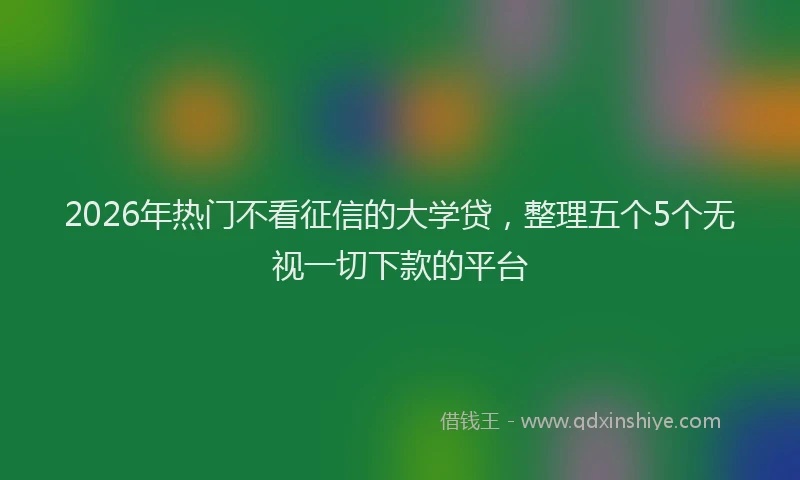 2026年热门不看征信的大学贷，整理五个5个无视一切下款的平台