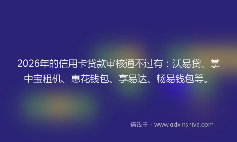 2026年的信用卡贷款审核通不过有：沃易贷、掌中宝租机、惠花钱包、享易达、畅易钱包等。