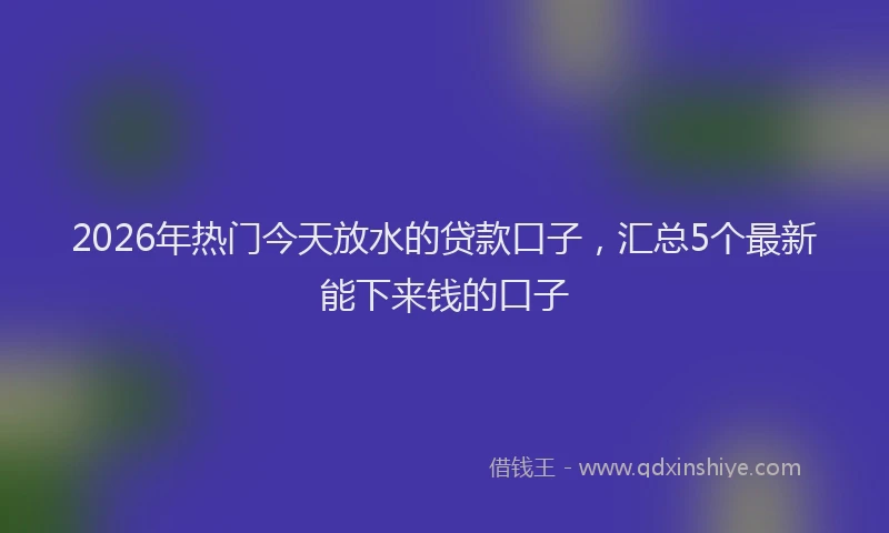 2026年热门今天放水的贷款口子，汇总5个最新能下来钱的口子
