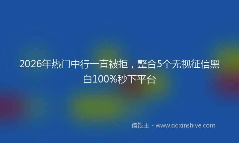 2026年热门中行一直被拒，整合5个无视征信黑白100%秒下平台