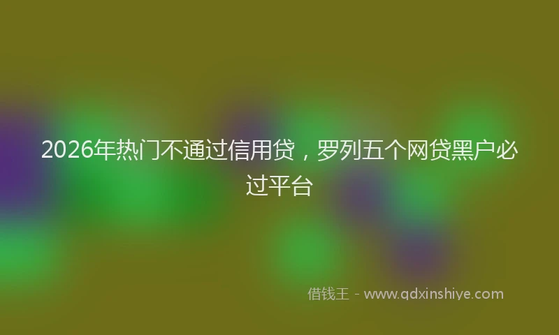 2026年热门不通过信用贷，罗列五个网贷黑户必过平台