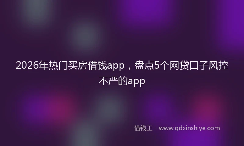2026年热门买房借钱app，盘点5个网贷口子风控不严的app