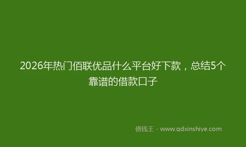 2026年热门佰联优品什么平台好下款，总结5个靠谱的借款口子