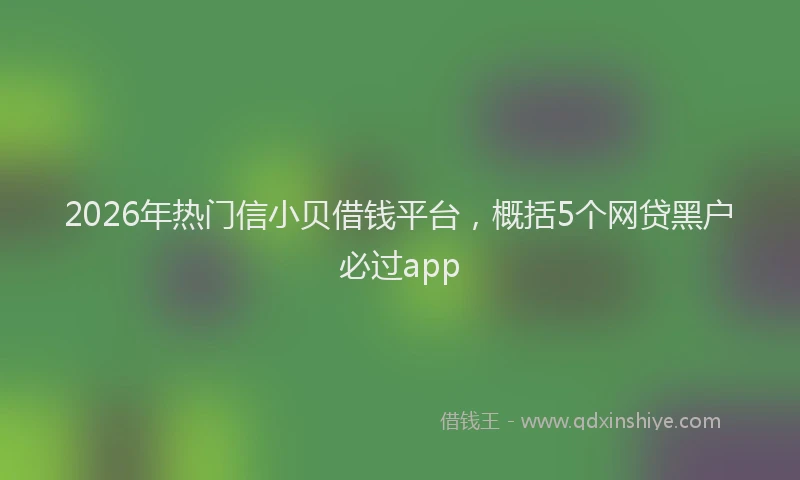 2026年热门信小贝借钱平台，概括5个网贷黑户必过app