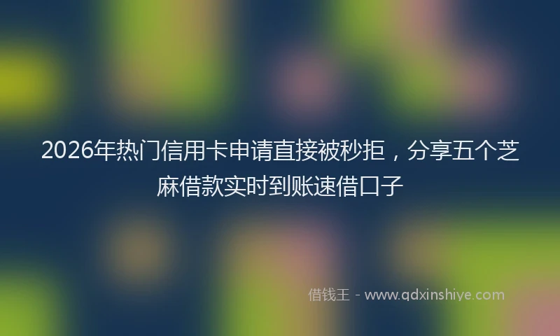2026年热门信用卡申请直接被秒拒，分享五个芝麻借款实时到账速借口子