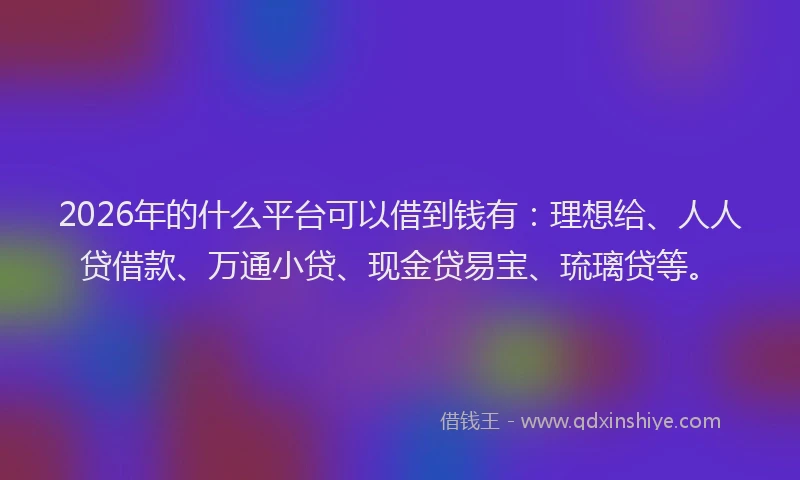 2026年的什么平台可以借到钱有：理想给、人人贷借款、万通小贷、现金贷易宝、琉璃贷等。