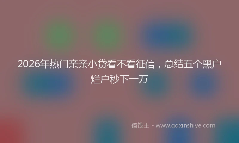 2026年热门亲亲小贷看不看征信，总结五个黑户烂户秒下一万