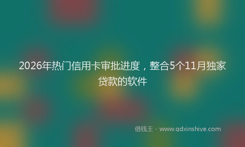 2026年热门信用卡审批进度，整合5个11月独家贷款的软件