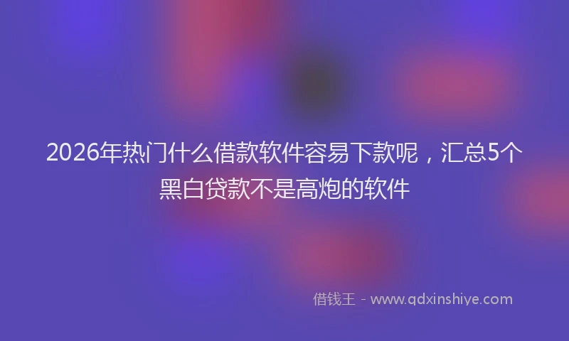 2026年热门什么借款软件容易下款呢，汇总5个黑白贷款不是高炮的软件
