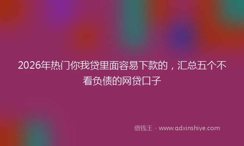 2026年热门你我贷里面容易下款的，汇总五个不看负债的网贷口子