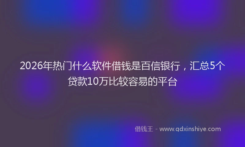 2026年热门什么软件借钱是百信银行，汇总5个贷款10万比较容易的平台