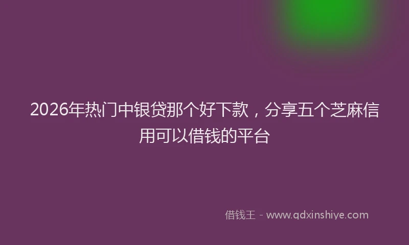 2026年热门中银贷那个好下款，分享五个芝麻信用可以借钱的平台