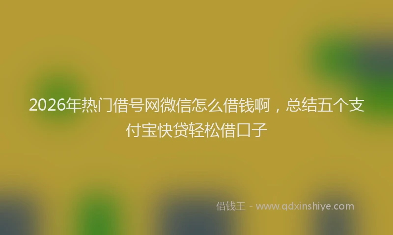 2026年热门借号网微信怎么借钱啊，总结五个支付宝快贷轻松借口子