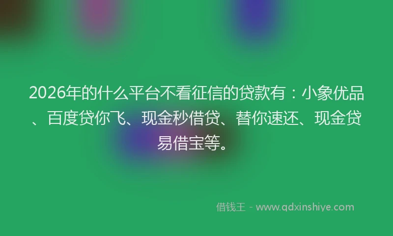 2026年的什么平台不看征信的贷款有：小象优品、百度贷你飞、现金秒借贷、替你速还、现金贷易借宝等。