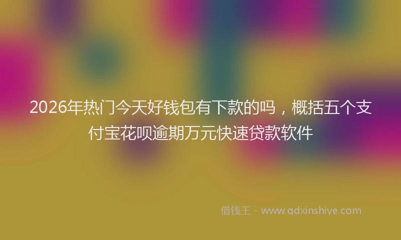 2026年热门今天好钱包有下款的吗，概括五个支付宝花呗逾期万元快速贷款软件