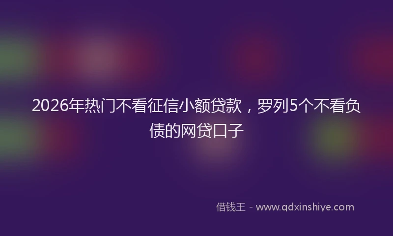 2026年热门不看征信小额贷款，罗列5个不看负债的网贷口子