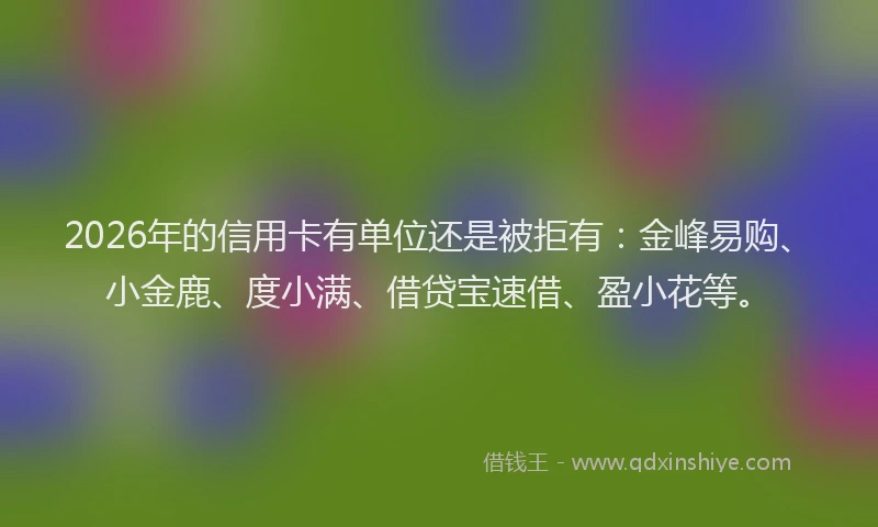 2026年的信用卡有单位还是被拒有：金峰易购、小金鹿、度小满、借贷宝速借、盈小花等。
