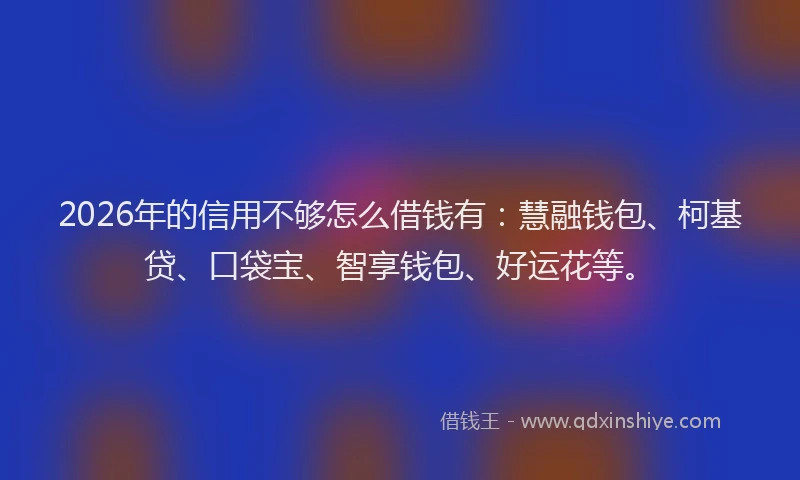 2026年的信用不够怎么借钱有：慧融钱包、柯基贷、口袋宝、智享钱包、好运花等。