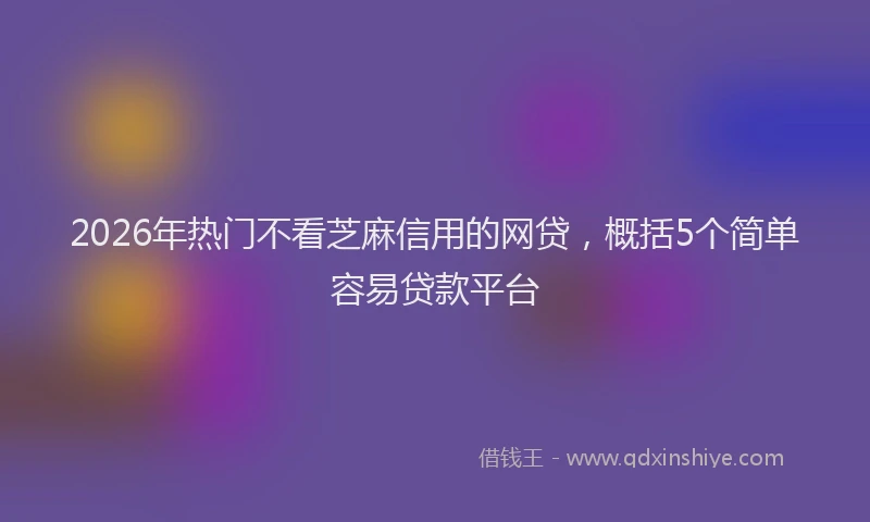 2026年热门不看芝麻信用的网贷，概括5个简单容易贷款平台