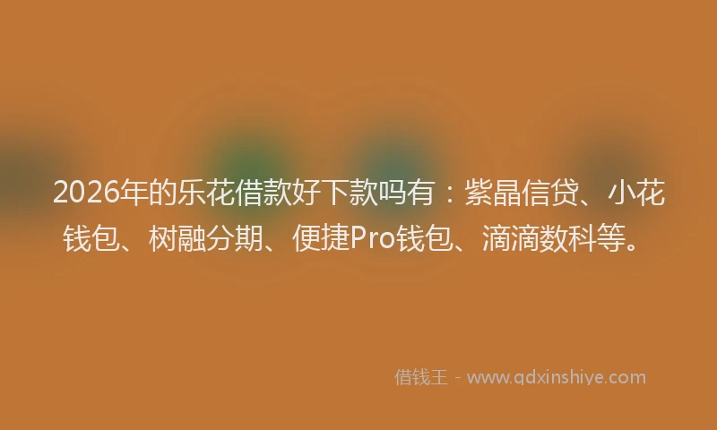 2026年的乐花借款好下款吗有：紫晶信贷、小花钱包、树融分期、便捷Pro钱包、滴滴数科等。
