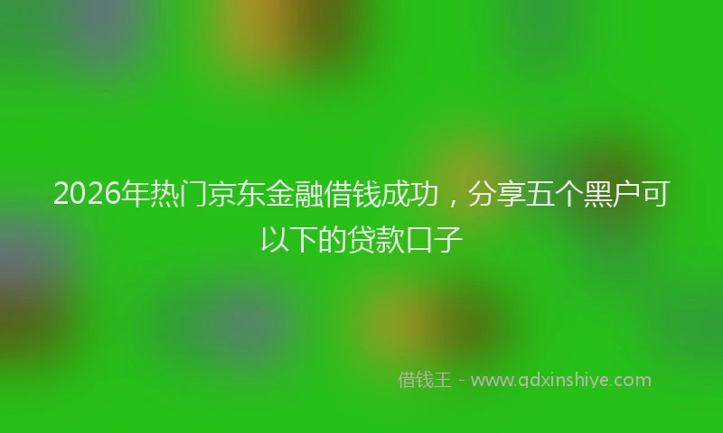 2026年热门京东金融借钱成功，分享五个黑户可以下的贷款口子