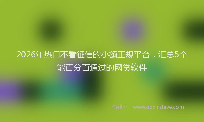 2026年热门不看征信的小额正规平台，汇总5个能百分百通过的网贷软件
