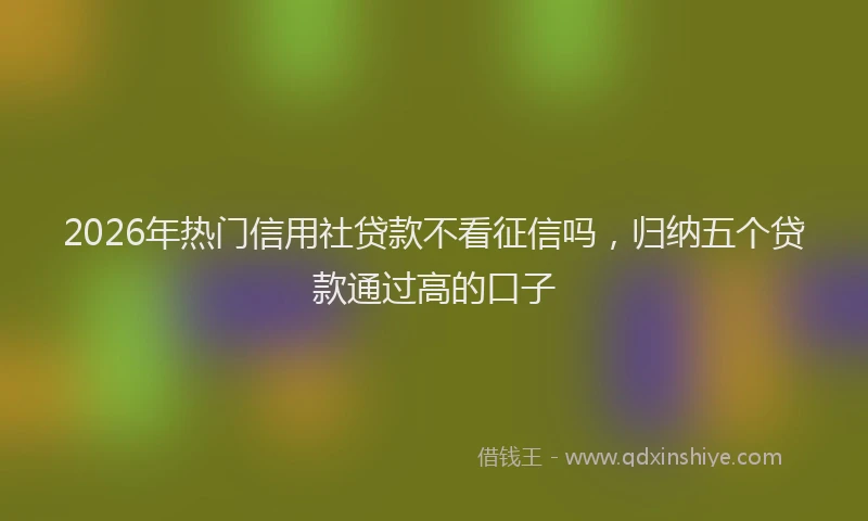 2026年热门信用社贷款不看征信吗，归纳五个贷款通过高的口子
