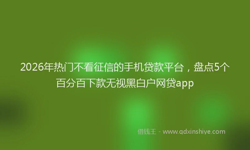 2026年热门不看征信的手机贷款平台，盘点5个百分百下款无视黑白户网贷app