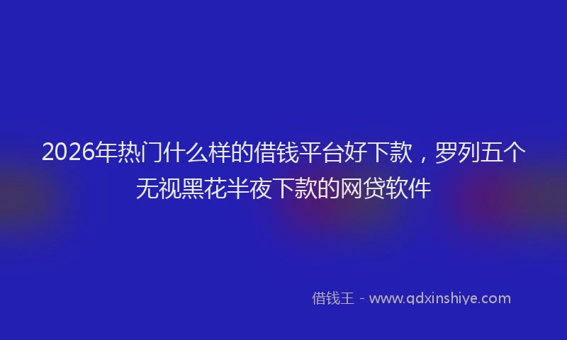 2026年热门什么样的借钱平台好下款，罗列五个无视黑花半夜下款的网贷软件