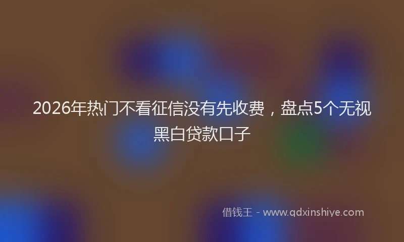 2026年热门不看征信没有先收费，盘点5个无视黑白贷款口子