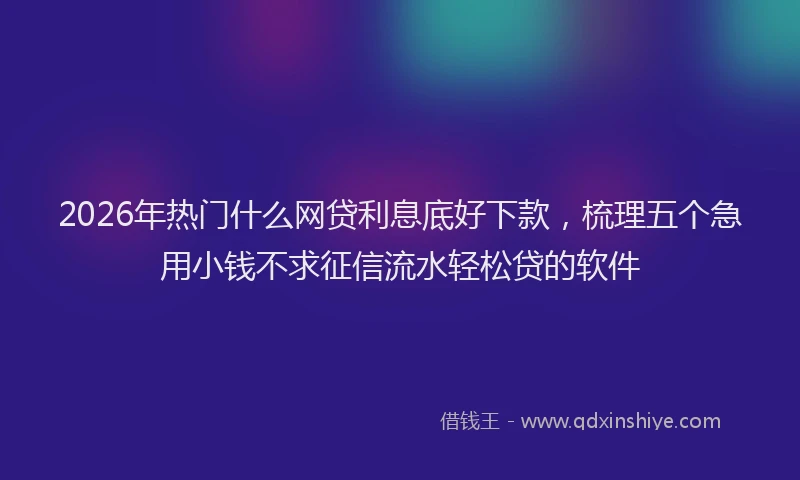 2026年热门什么网贷利息底好下款，梳理五个急用小钱不求征信流水轻松贷的软件