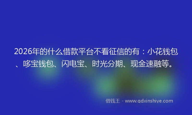 2026年的什么借款平台不看征信的有：小花钱包、哆宝钱包、闪电宝、时光分期、现金速融等。