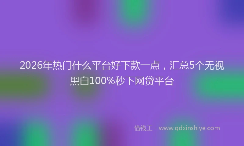 2026年热门什么平台好下款一点，汇总5个无视黑白100%秒下网贷平台