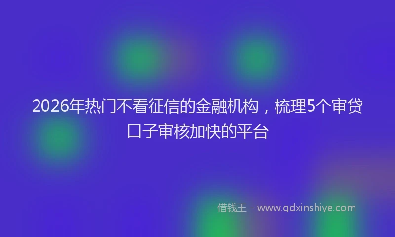2026年热门不看征信的金融机构，梳理5个审贷口子审核加快的平台
