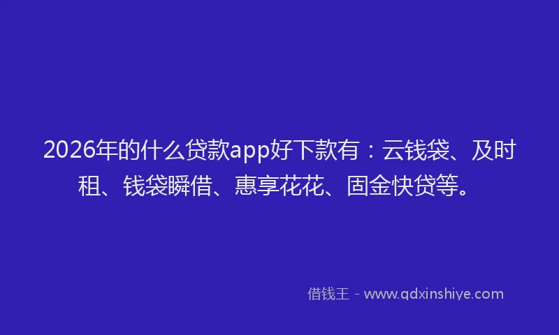 2026年的什么贷款app好下款有：云钱袋、及时租、钱袋瞬借、惠享花花、固金快贷等。